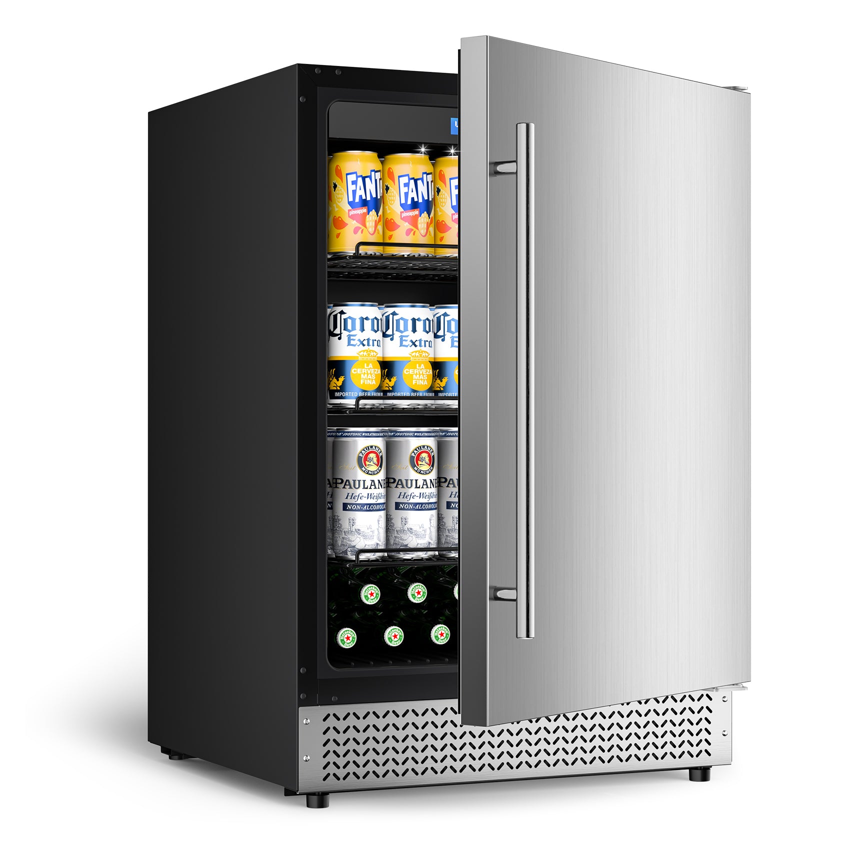 24’’ Outdoor Beverage Refrigerator, Built-In or Freestanding Drink Fridge 180 Cans, Undercounter Waterproof Stainless Steel Door, Outdoor Refrigerator for Patio & Commercial Use for Beer, Soda, Wine