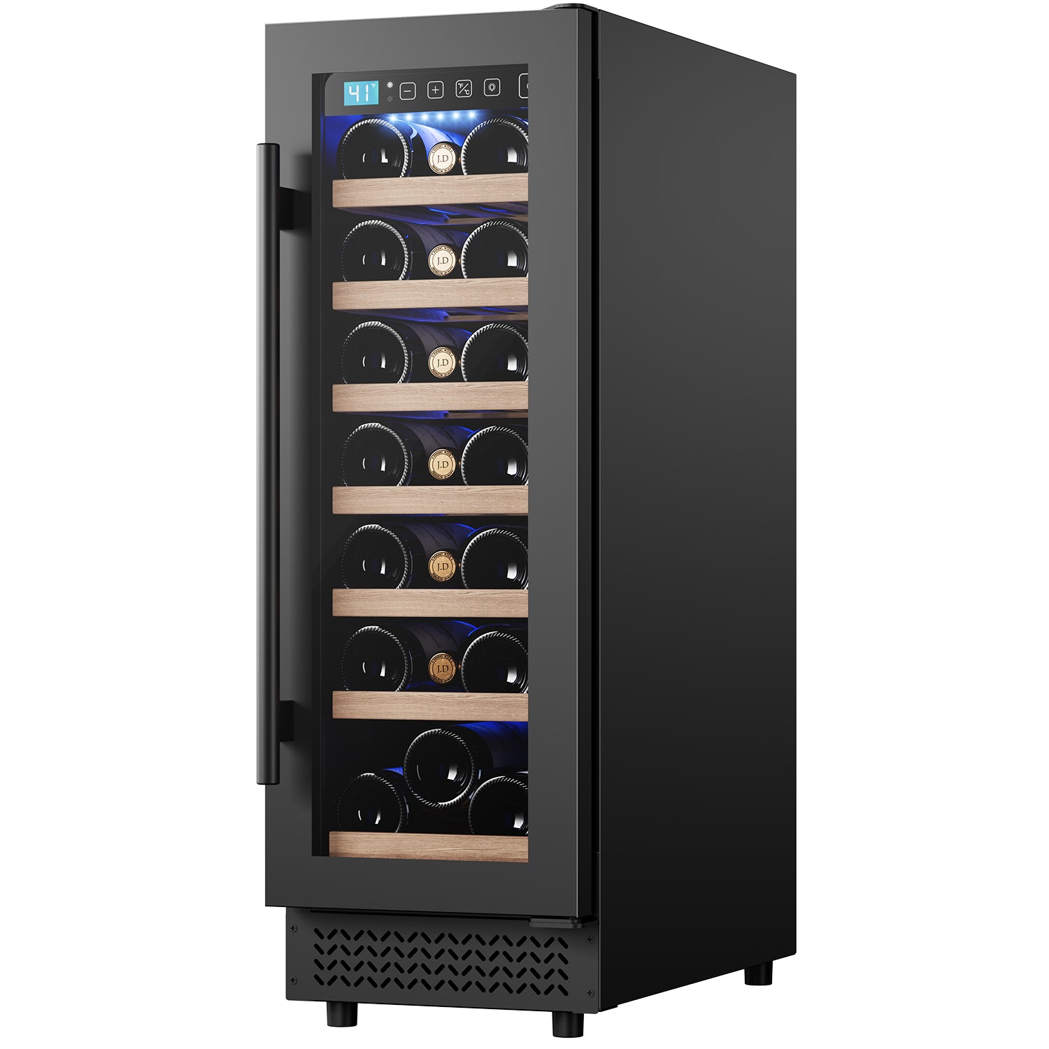 12" Wine Cooler Refrigerator 18 Bottle Wine Fridge Built-in or Freestanding with Double-Layer Tempered Glass Door Compressor quick cooling,Low Noise