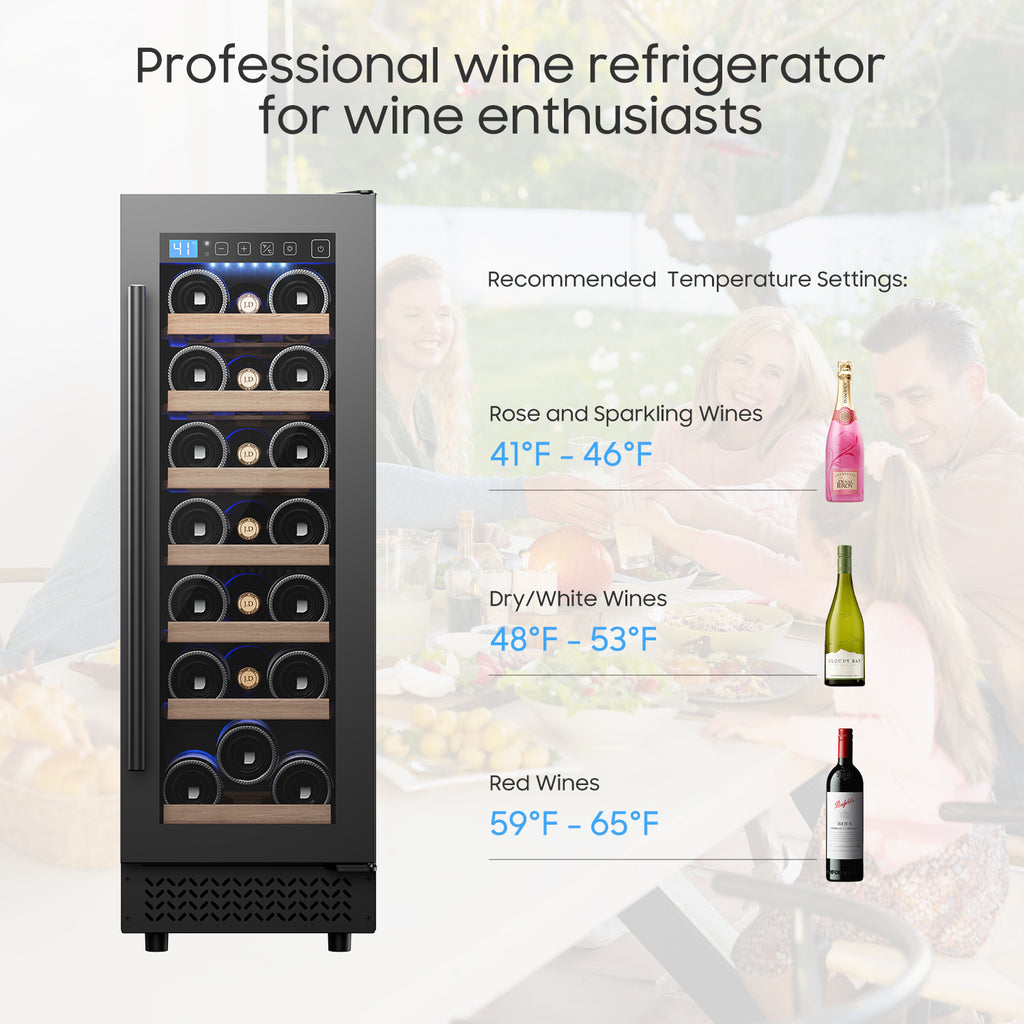 12" Wine Cooler Refrigerator 18 Bottle Wine Fridge Built-in or Freestanding with Double-Layer Tempered Glass Door Compressor quick cooling,Low Noise