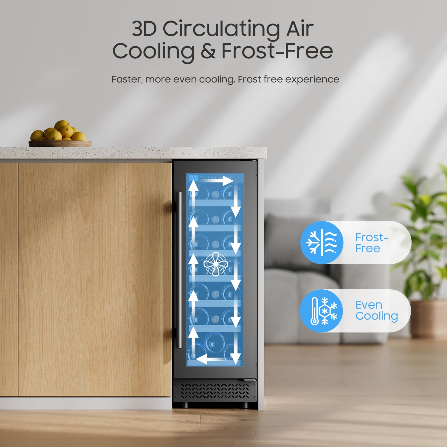 12" Wine Cooler Refrigerator 18 Bottle Wine Fridge Built-in or Freestanding with Double-Layer Tempered Glass Door Compressor quick cooling,Low Noise