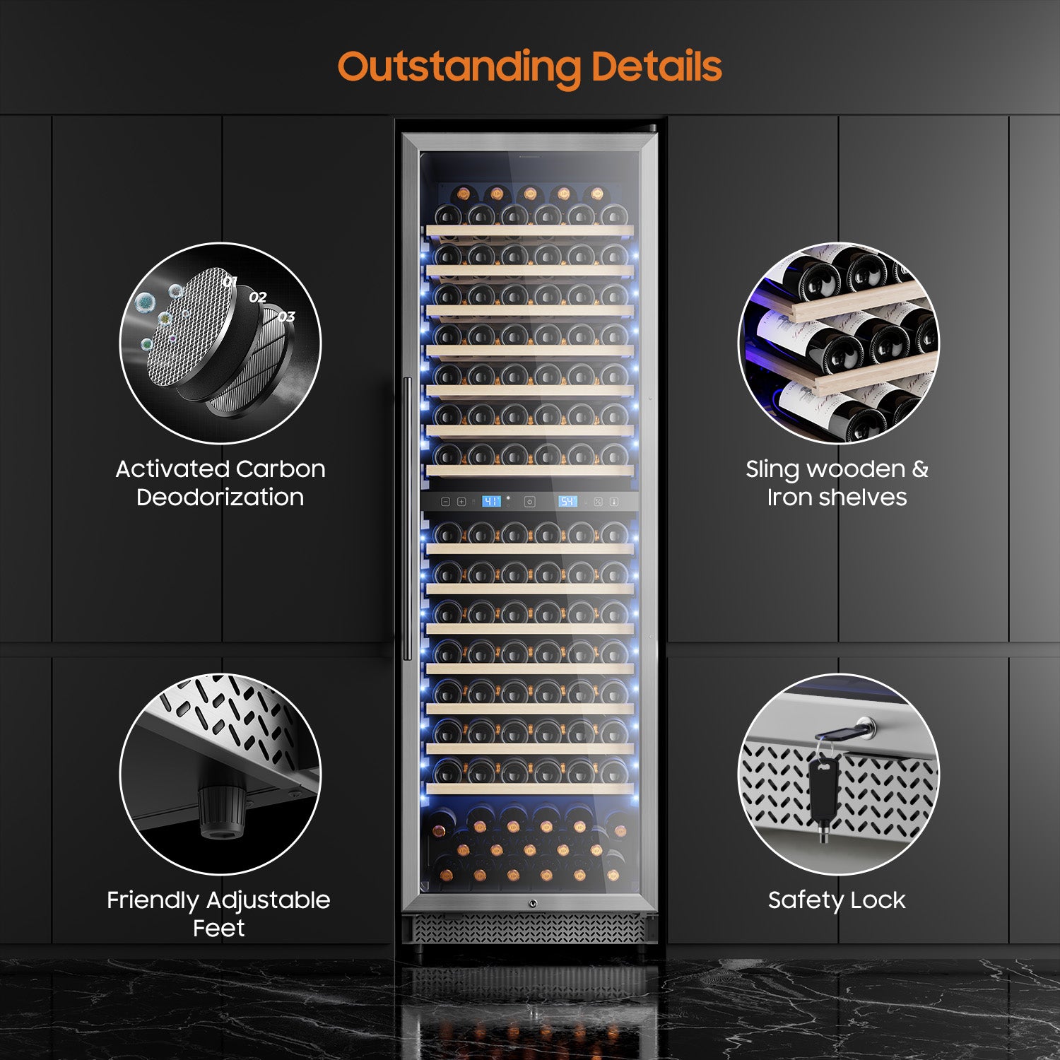 Wine Cooler Refrigerator 24 Inch,177 Bottle Dual Zone Wine Fridge Freestanding/Built-In with Upgraded Compressor, Low-Noise Wine Cellar & Intelligent Temperature Control