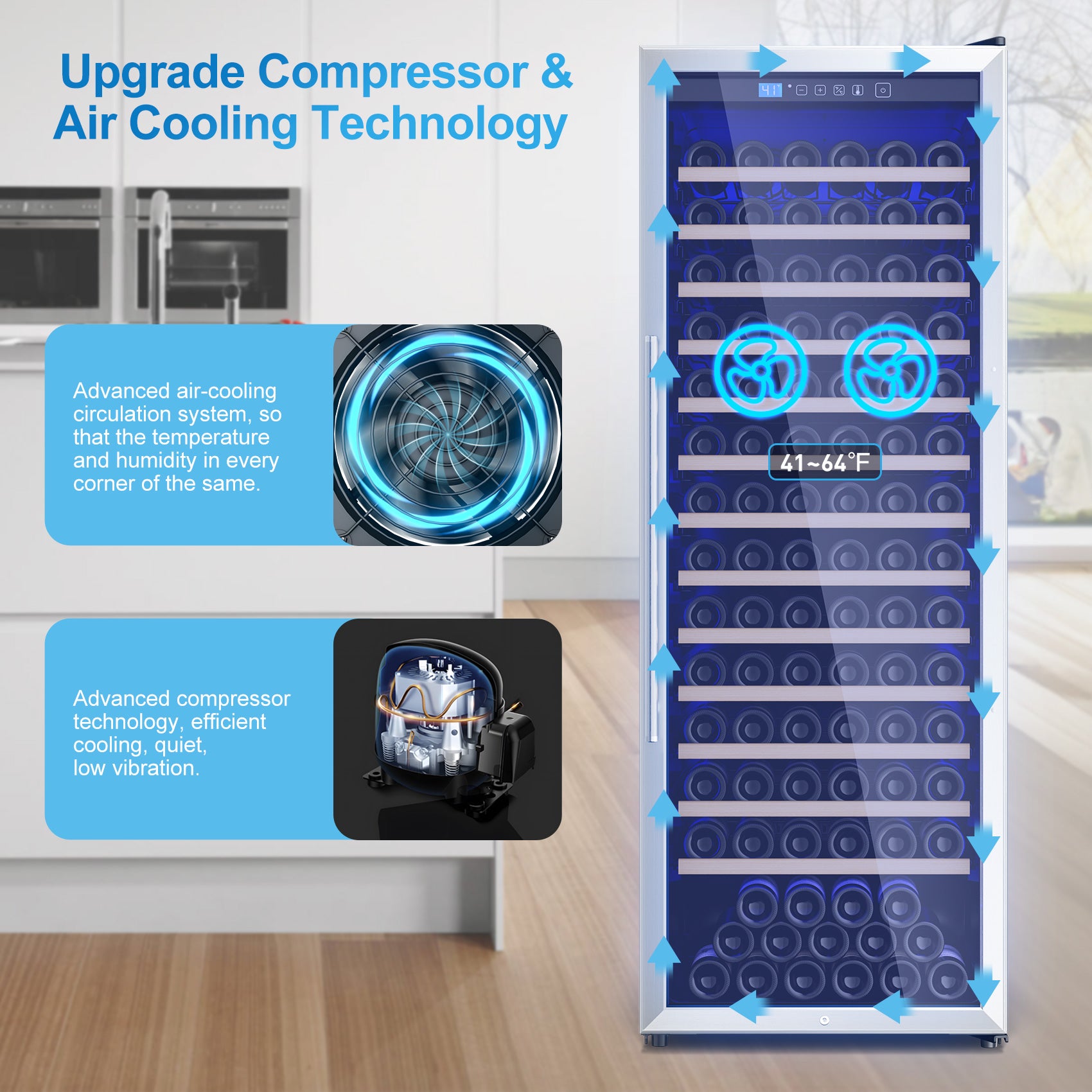 158-Bottle Wine Cooler Refrigerator Suitable for Mixed Bottle Sizes, 24 Inch Wine Refrigerator Freestanding or Built-In, Low Noise Operation