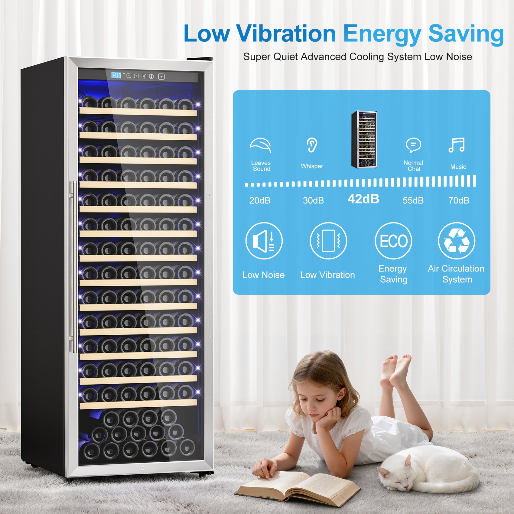 158-Bottle Wine Cooler Refrigerator Suitable for Mixed Bottle Sizes, 24 Inch Wine Refrigerator Freestanding or Built-In, Low Noise Operation