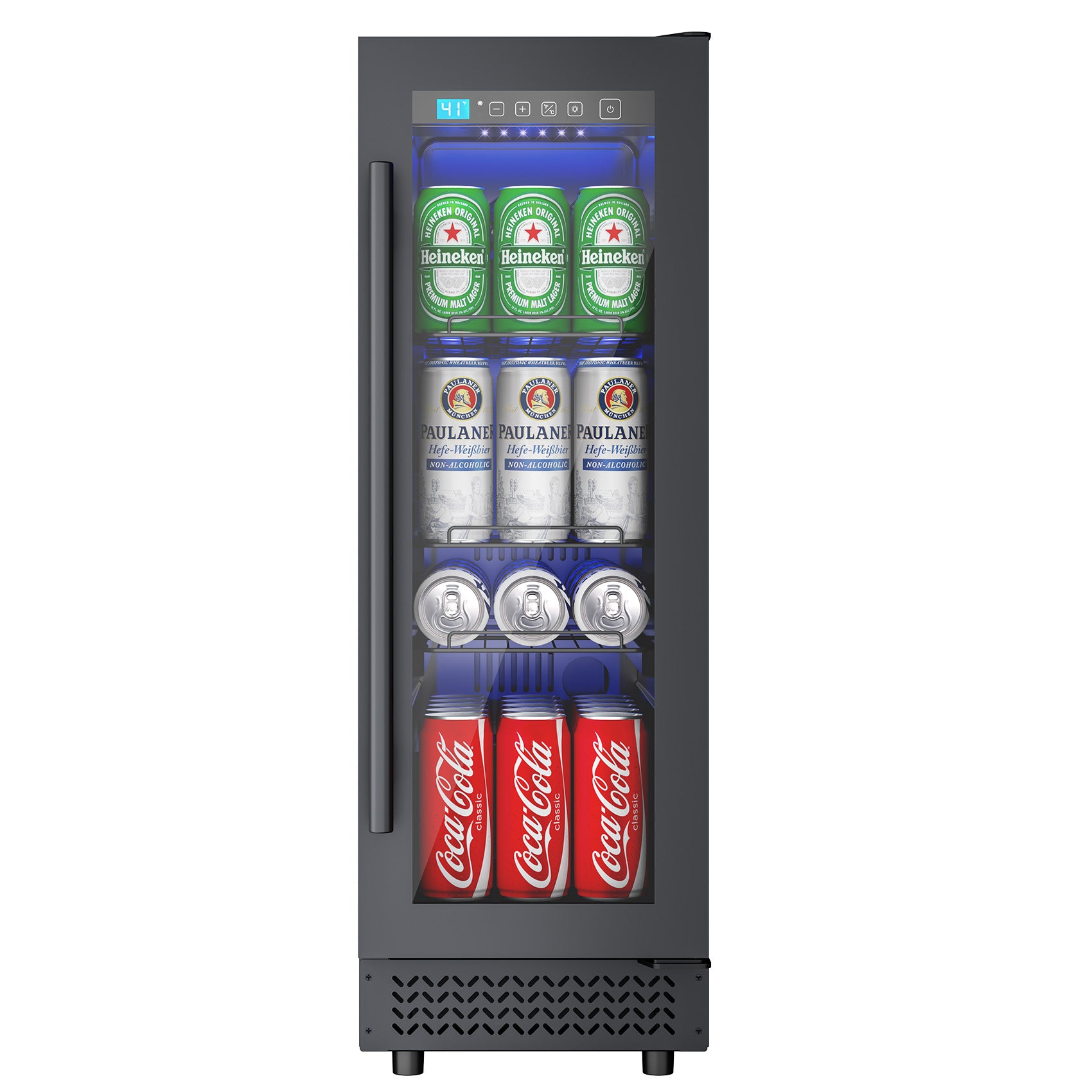 50 Can Beverage Refrigerator Cooler for Cubicle under Desk/Counter Office Camping, 2 Cu.Ft Mini Fridge Beverage Cooler with Glass Door for Water Juices Cola Bottles