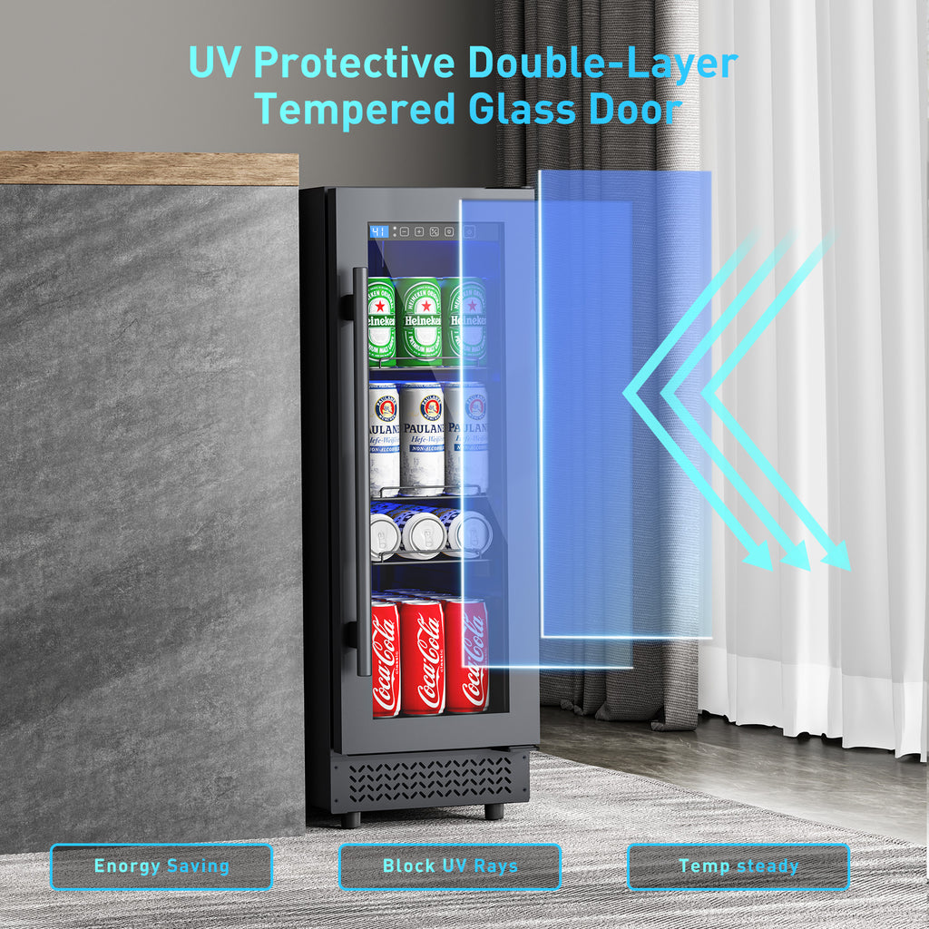 56 Can Beverage Refrigerator Cooler for Cubicle under Desk/Counter Office Camping, 2 Cu.Ft Mini Fridge Beverage Cooler with Glass Door for Water Juices Cola Bottles