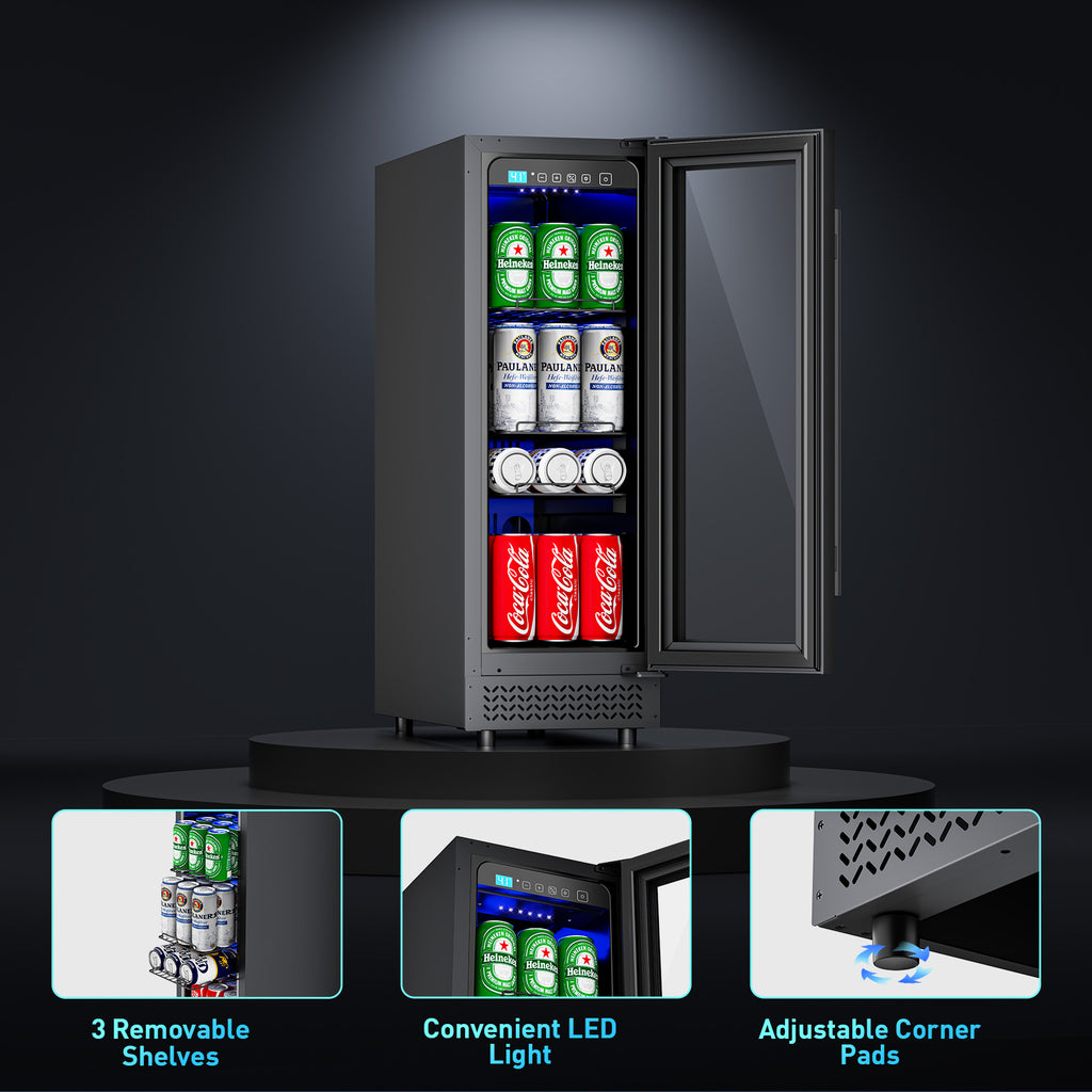 56 Can Beverage Refrigerator Cooler for Cubicle under Desk/Counter Office Camping, 2 Cu.Ft Mini Fridge Beverage Cooler with Glass Door for Water Juices Cola Bottles